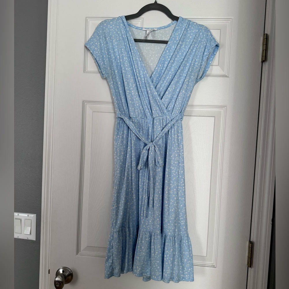 Blue and white tie dress